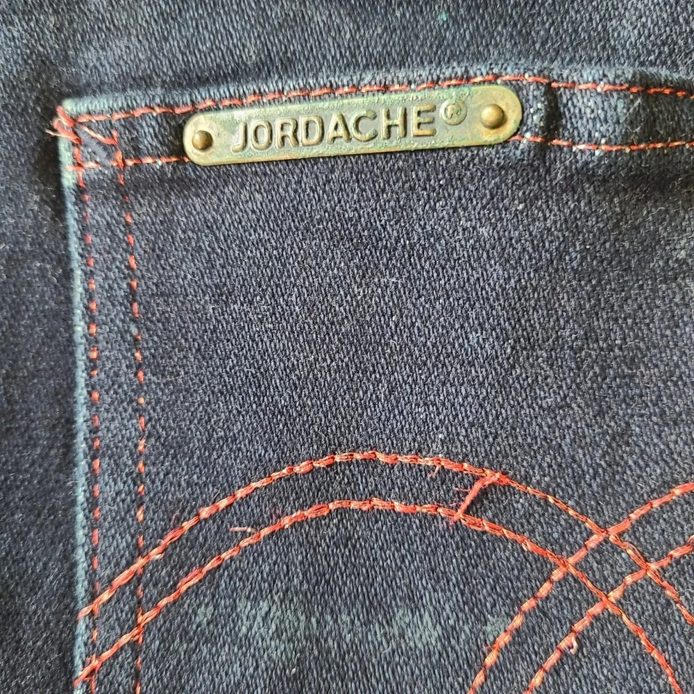 Vintage Jordache Womens 29 Dark Wash Glitter Red Stitch Jeans Denim Pants Dark‎